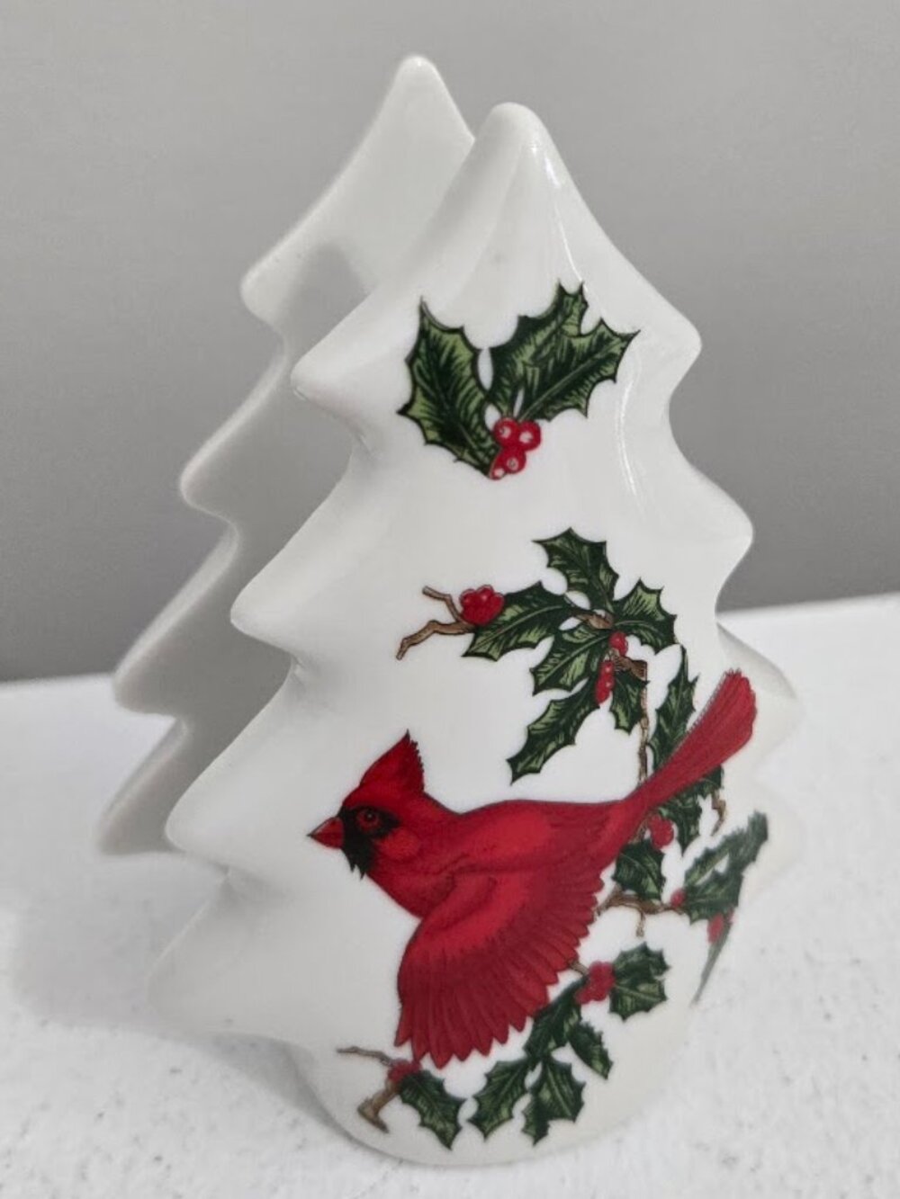 Vintage Lefton Christmas Cardinal Napkin Holder Ceramic Hand Painted Holiday